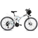 Blue Folding Full Suspension Electric Mountain Bike 26 Inch Wear Resistant