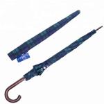103cm 190T Pongee Gingham Wooden J Stick Umbrella