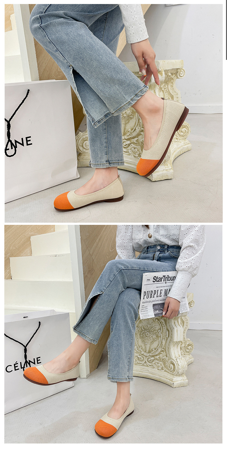 Soft Soled Knitted Shallow Mouth Shoes Female Spring Summer Flat Pedal Fairy Style
