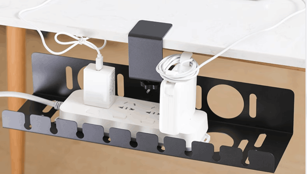 Innovative Under-Desk Cable Management Rack for Organized Wire Management in Offices