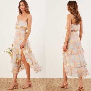 Quality Womens Clothing Ruffle Midi Dress Fashion Women with Slit wholesale