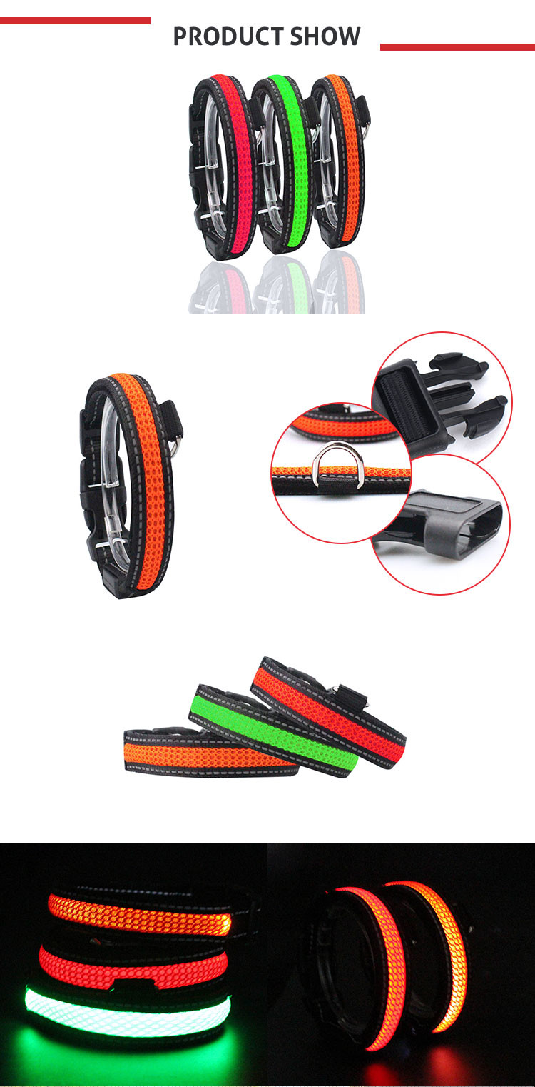 LED Light Waterproof Dog Band Pet Collar Flashing Light Band Safety Leashes Belt