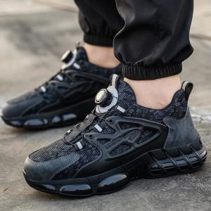 Quality Black Microfiber Safety Industrial Button Men's Work Shoes wholesale