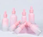 Round Luxury Serum Gradient Pink Glass Eye Dropper Bottle 5ml 10ml 15ml 30ml