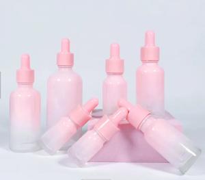 Quality Round Luxury Serum Gradient Pink Glass Eye Dropper Bottle 5ml 10ml 15ml 30ml 100m wholesale