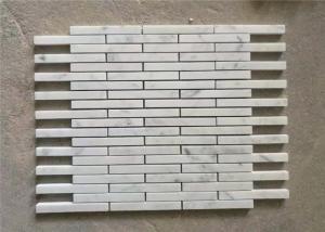 Quality 15x98MM Carrara White Natural Stone Mosaic Tile Long Strips 10 MM Thickness wholesale