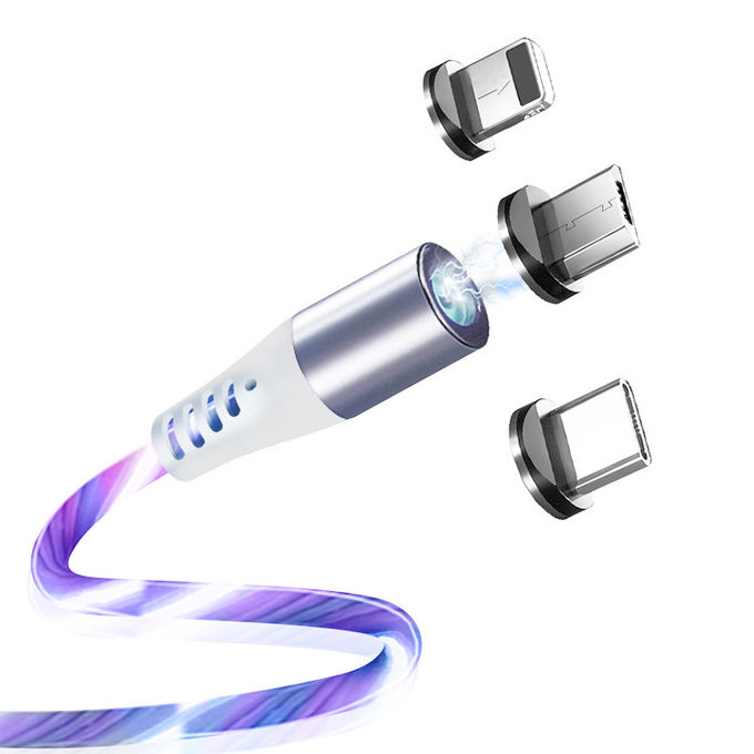 Focuses RoHs LED Magnetic 3 In 1 USB Charging Cable 360 Rotation