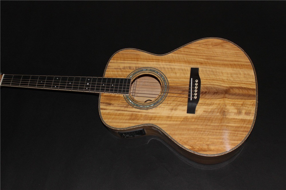 AAAA all Solid imported olive wood OM body custom guitar acoustic electric guitar