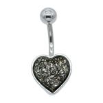 Hypoallergenic Belly Button Rings Rainbow Crystal Love Heart Dangle Navel