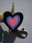 Black / blue / pink pewter hook heart Purse Key Finder
