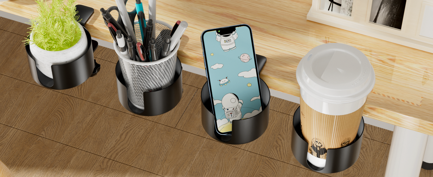 Desk Cup Holder with Headphone Hanger Keep Your Drinks and Headphones in Place