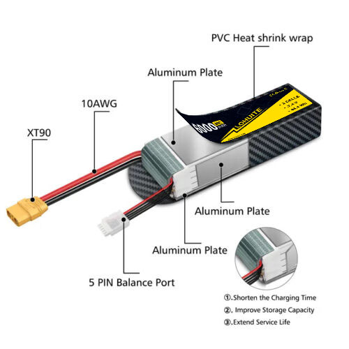 22.2V 6000mAh 6S Lipo Battery Dean 50C/100C 6S Lipo Battery 6000MAH For RC