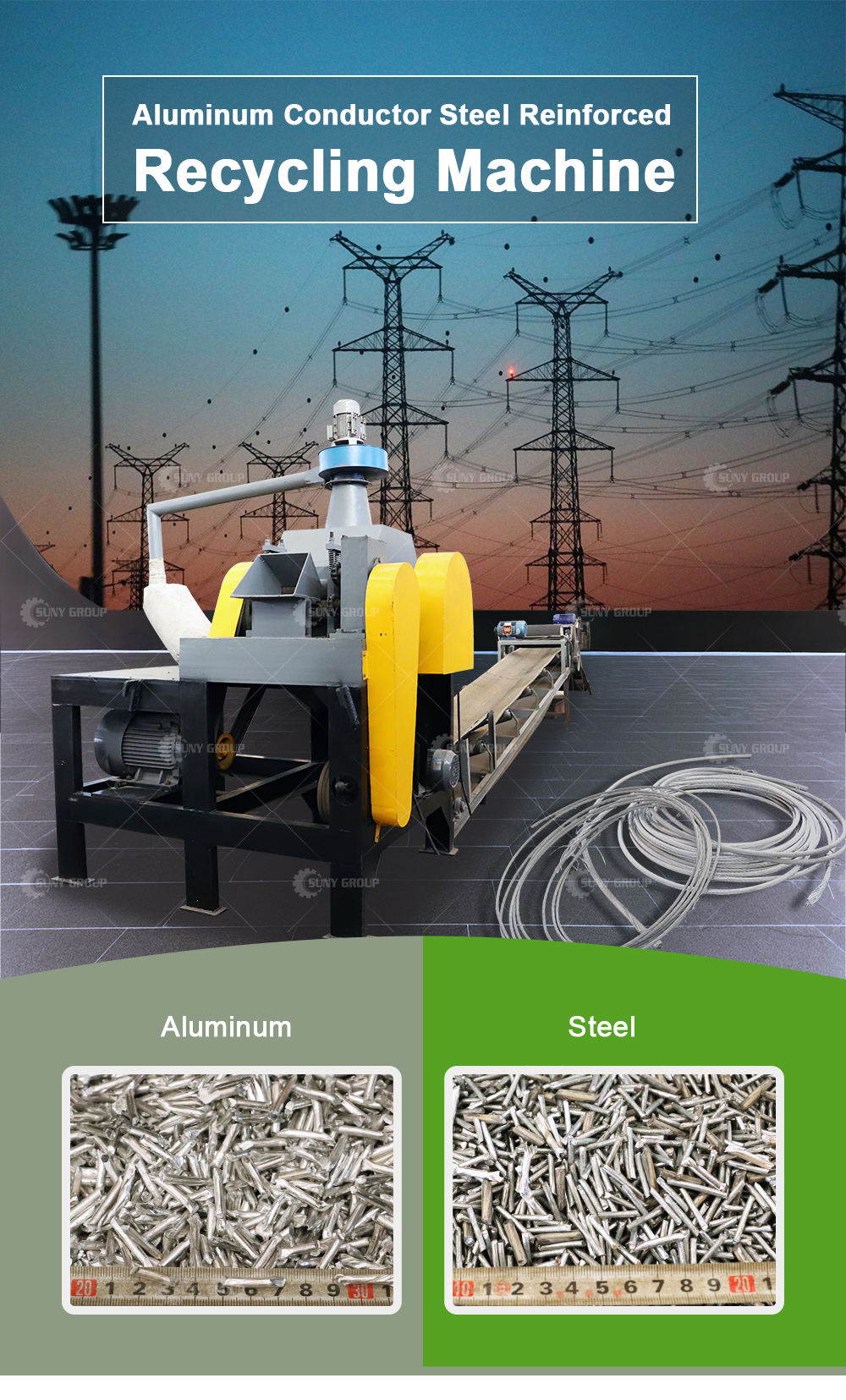 Hit 100 ACSR Wire Recycling Machine for Aluminum Conductor Steel Reinforced Recycling