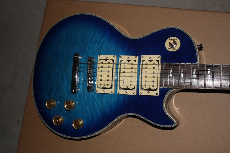 Wholesale new guitar mahogany body 3-piuckup LP Ace Frehley Signature blue electric guitar
