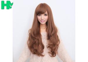 Quality Free Wig CatalogsBrown Color Long Synthetic Wigs For Party , Synthetic Hair Wigs wholesale