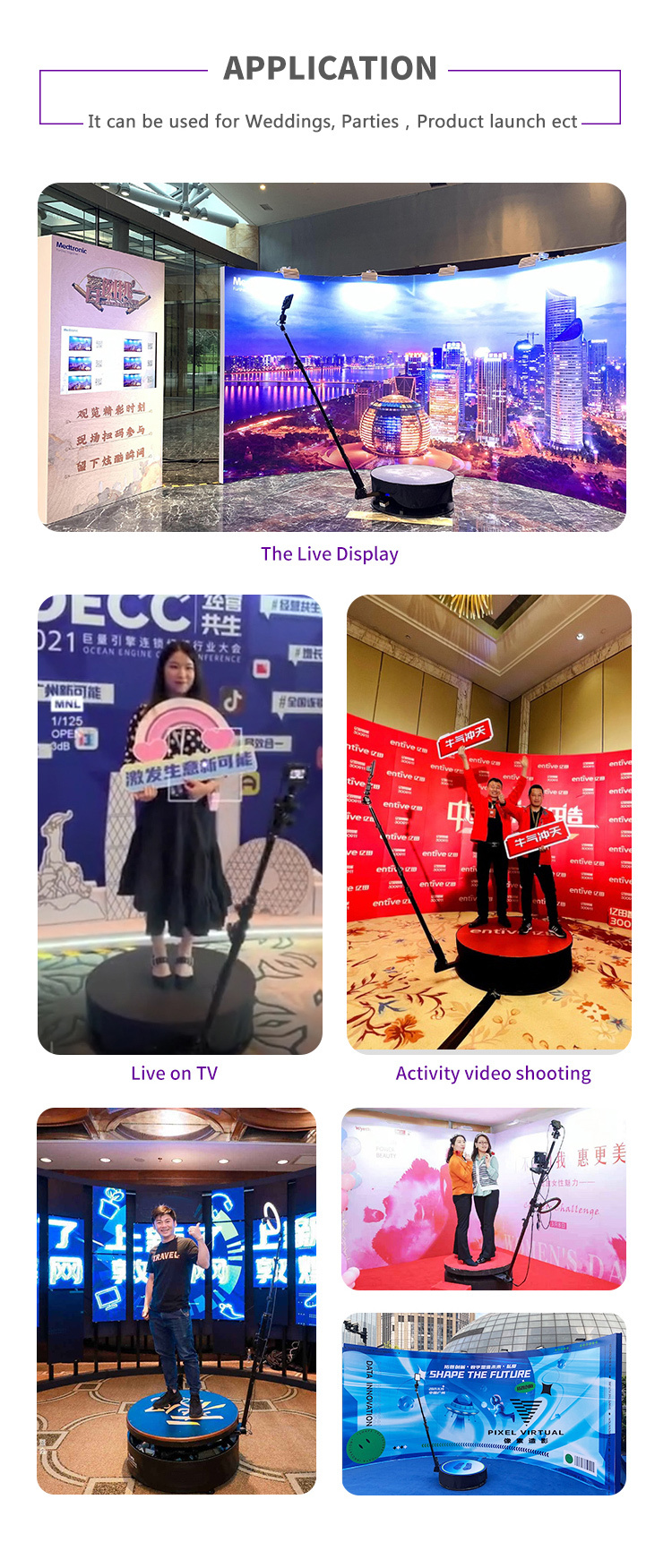 115CM 100CM Glass 360 Photo Booth Machine For Video Commercial Wedding