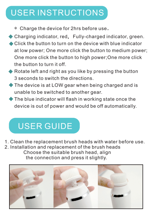 Eco Friendly Rechargeable Facial Cleansing Brush 330 G 6000 Rpm Pulse