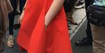 fashion turn down collar mid-length sleeves ladies dresses red color
