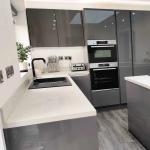 Glass Used Hanging Black Pvc Stand Alone Kitchen Cabinet with Customized Veneer