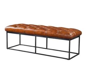 Quality Living Furniture Light Brown Leather Bench Vintage Leather Stool Footrest wholesale