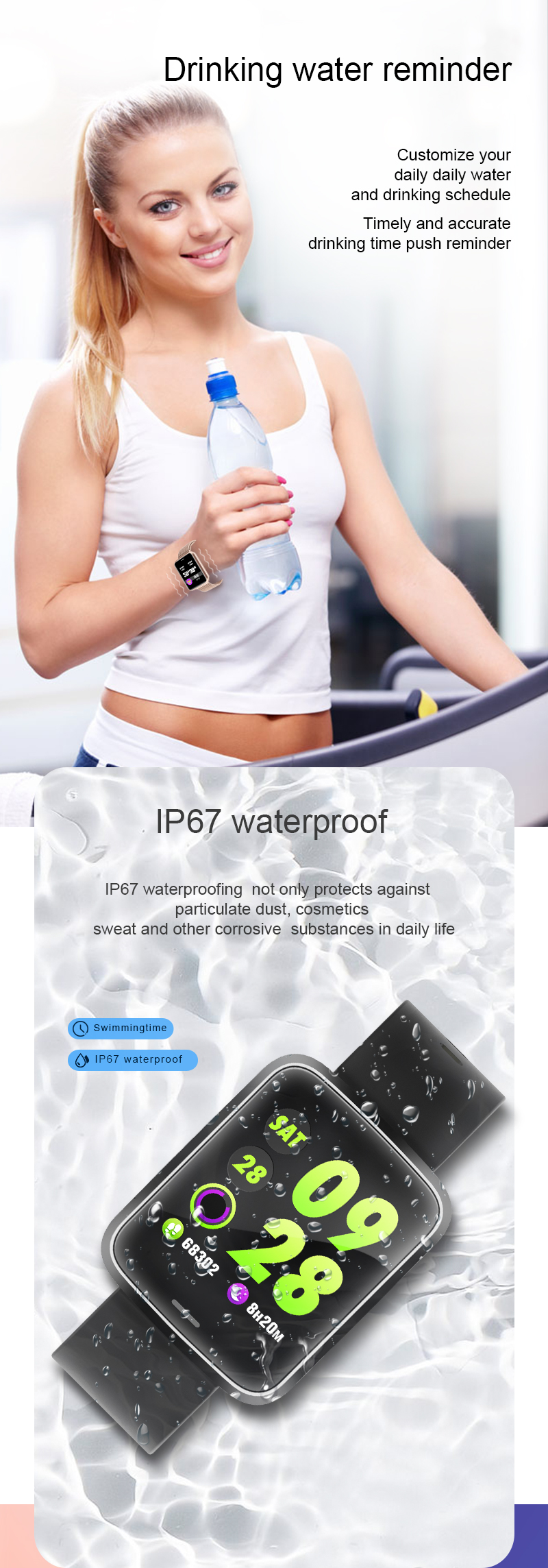 H19 Sports Watch 1.3" OLED 240*240 resolution RFID Kids Waterproof Smartwatch Medical Equipments Thermometry