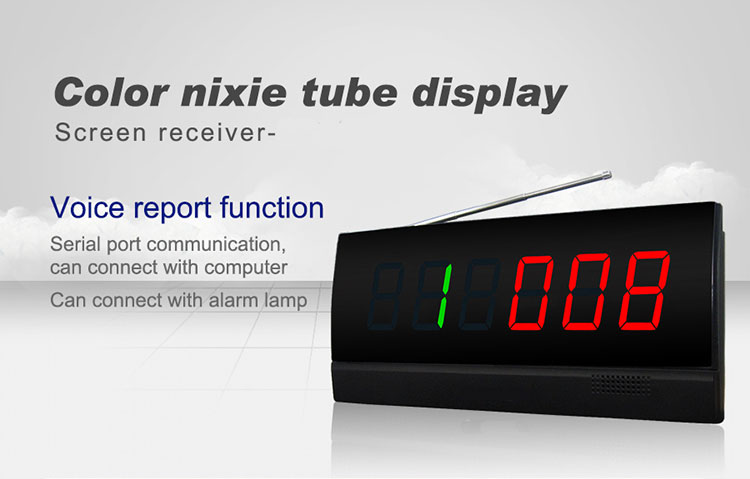 Restaurant equipment screen receiver with color nixie tube diapaly and English voice report