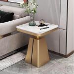 Modern Stainless Steel Shelf Marble Sofa End Table Square Edge