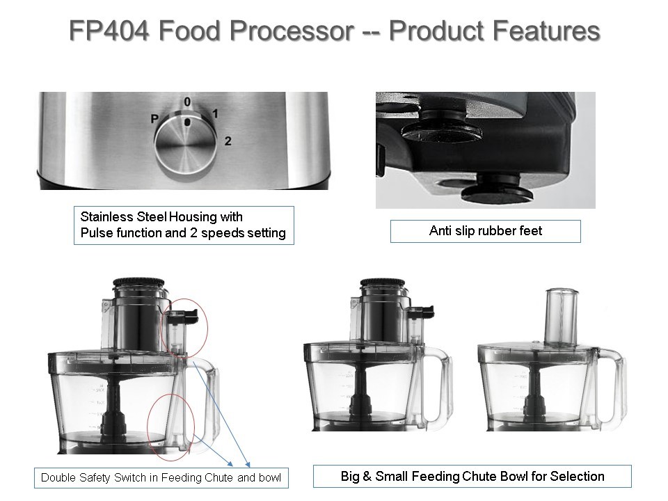Food Preparation Stainless Steel Food Processor 1000W XL Bowl