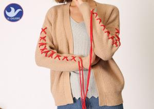 Quality Spring / Autumn Womens Long Sleeve Cardigan Sweater Ribs Knitting wholesale