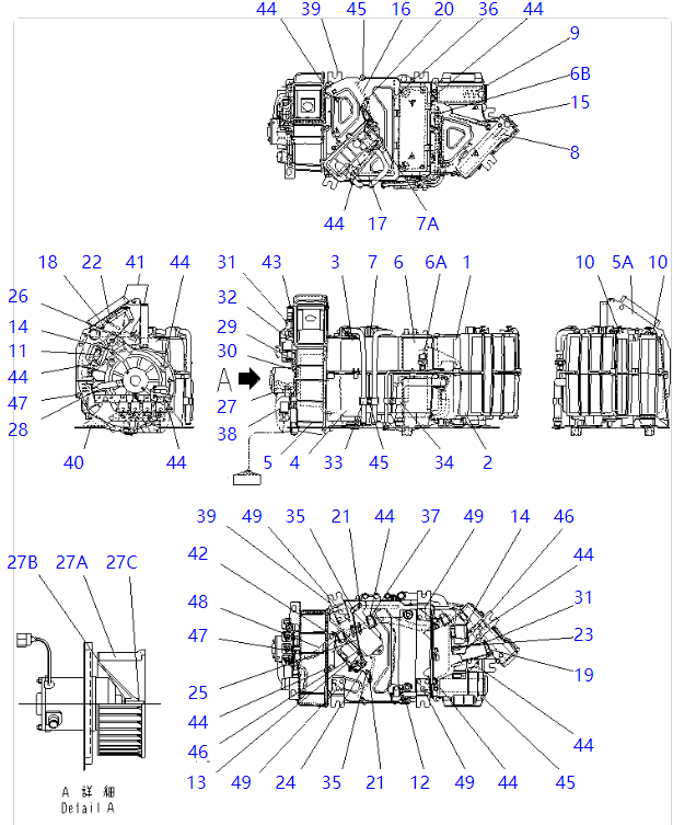 TW503700-2532 TW503700-2531 Evaporator KOMATSU Excavator Spare Parts For PC100-6 PC120-6