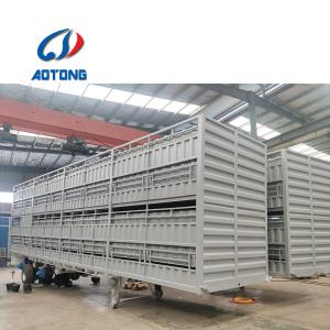 Quality 10pcs Leaf Spring Aotong Stake Fence Cargo Semi Trailer for Pig Cattle Sheep Transport wholesale