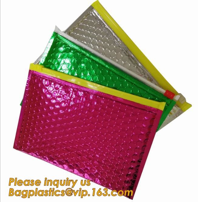 Cosmetic Pink Slider Padded Bag/Silver k Bag With Bubble,Padded Envelopes Cheap Aluminium Foil k Holographic