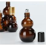 10-100ml Brown Double Gourd Roller Ball Essential Oil Bottle Empty Rubber Head