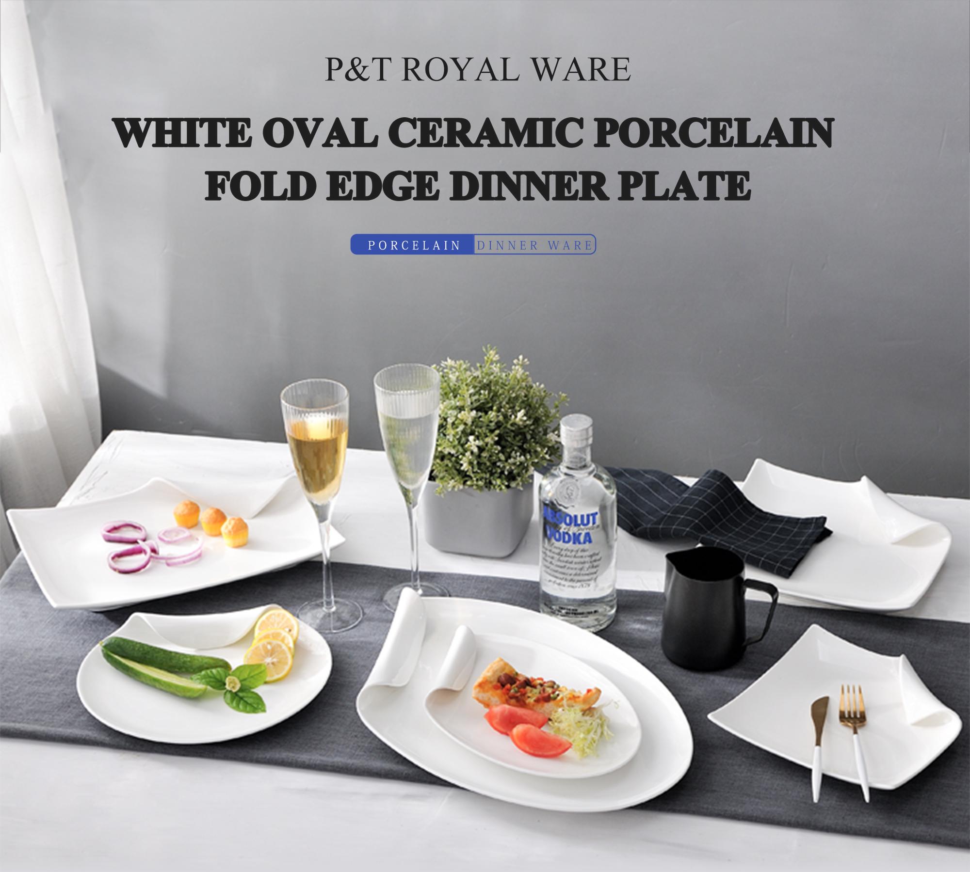 Irregular Shape Glazed Ceramic Plate Set Sustainable Eco Friendly For Restaurant
