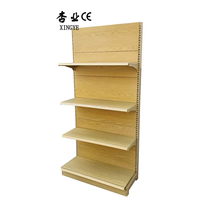 Metal Wood Grain Shelves Heavy Duty 1-7 Layers For Retail Store