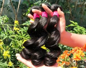 Quality Healthy 100% Malaysian Human Hair Weave Natural Black / Dark Brown From Young Girl wholesale