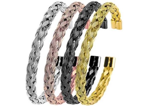 Wire rope twist Braided black bracelet Stainless Steel C-shaped opening titanium