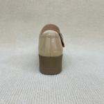 Spring Cream Closed Toe Heels Breathable Nude Thick Heels Luxury