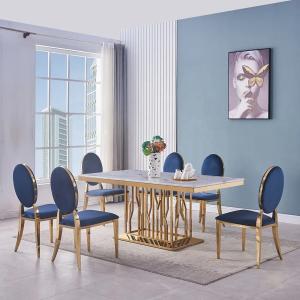 Quality Modern Luxury Stainless Steel Marble Apartment Square Dining Table wholesale