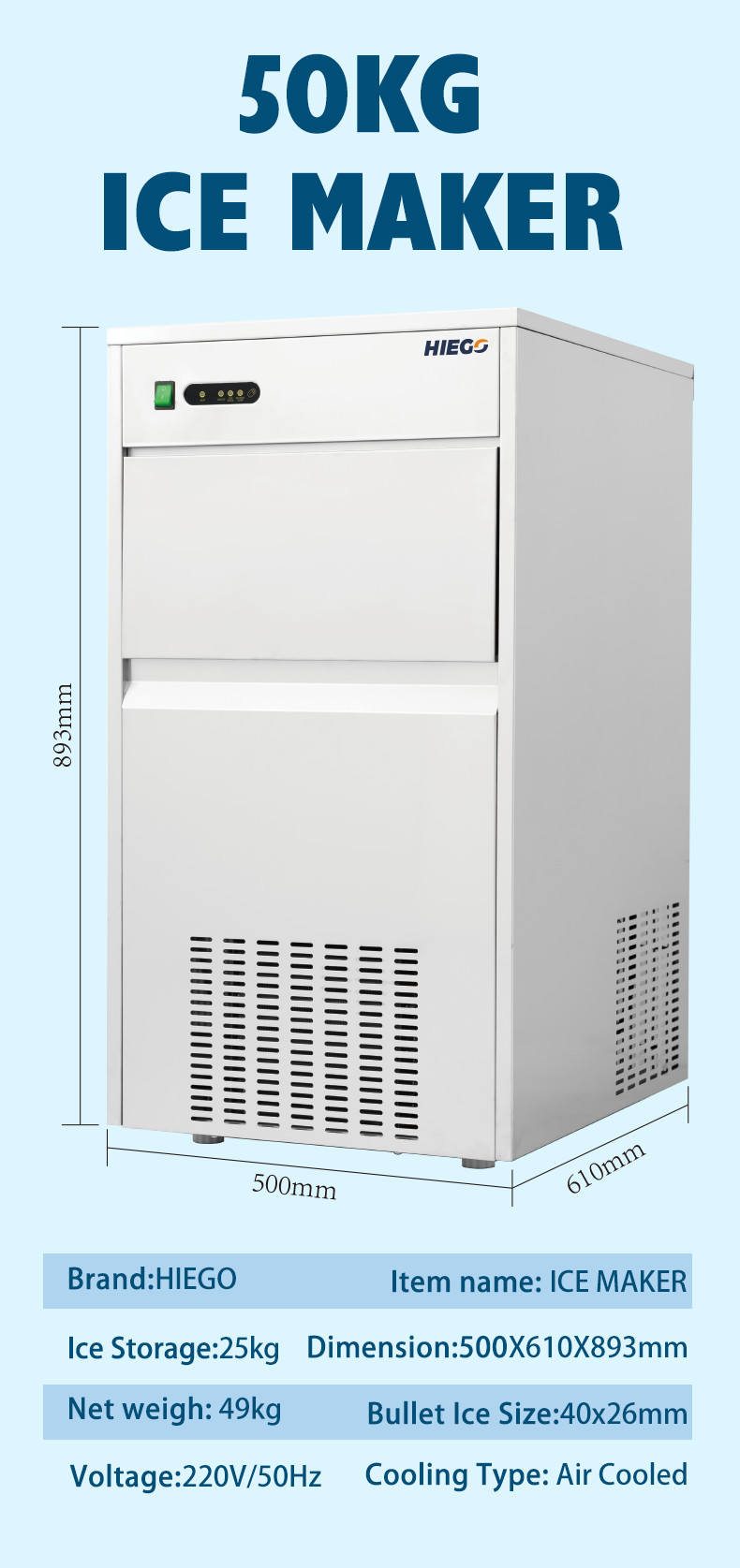 Commercial Nugget Ice Machine Portable 100kg Air Cooling Bullet Ice Maker For Home