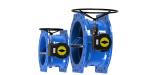 Rubber Seat Blue Double Flanged Butterfly Valve Carbon Steel Base Available