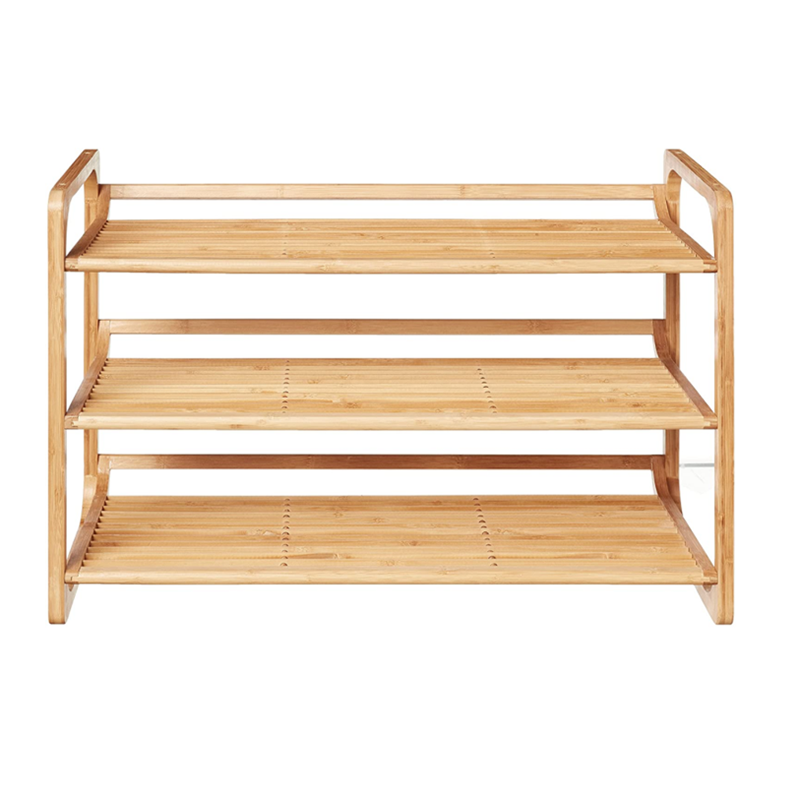 Rectangle Multifunctional Household Bamboo Shoe Shelf With Handles Customized Logo
