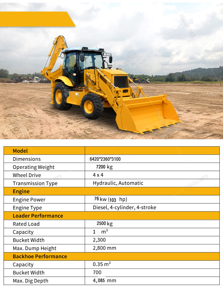 Chinese 4x4 Wheel Drive Backhoe Excavator Loader 388 Backhoe Loader for Food Shop