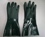EN374 Sandy Finish Double Dipped Pvc Knit Wrist Gloves Fully Coated