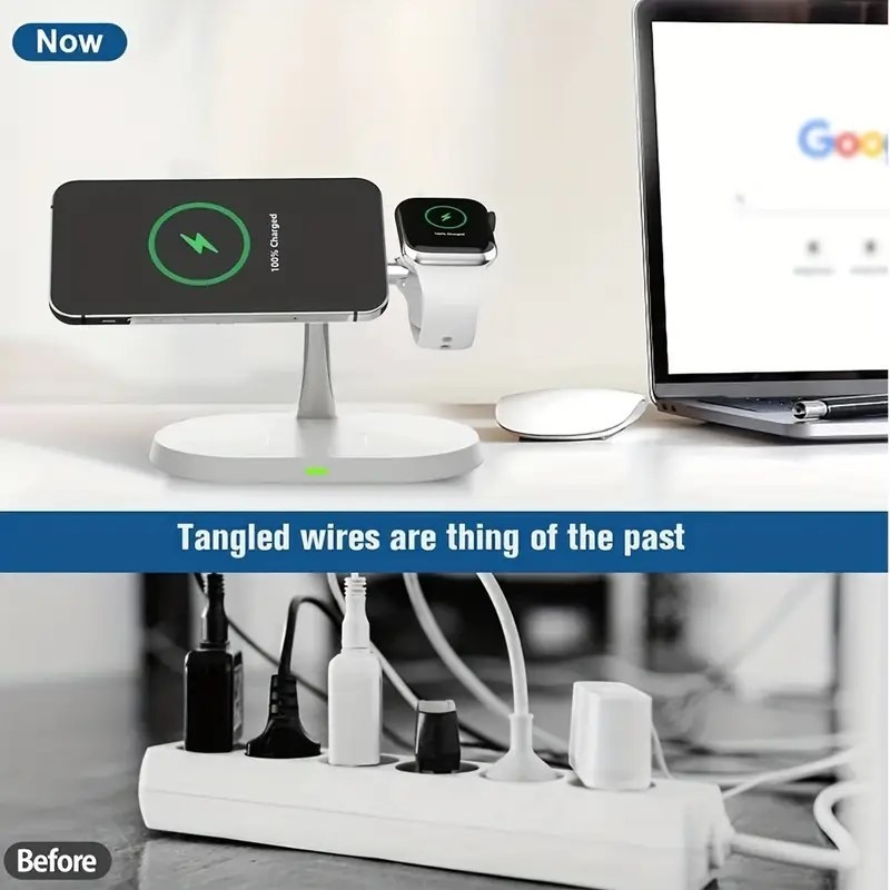 3-in-1 Wireless Charger For Apple Watch Earphone And Phone