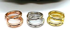 Quality 8.4mm Hoop 9K Gold Earrings North Star Engraved With Moissanite Diamond wholesale