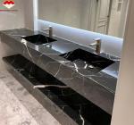 White Veins Marble Sink Cut to Size from Calcite Marble for Modern Hotel Villa