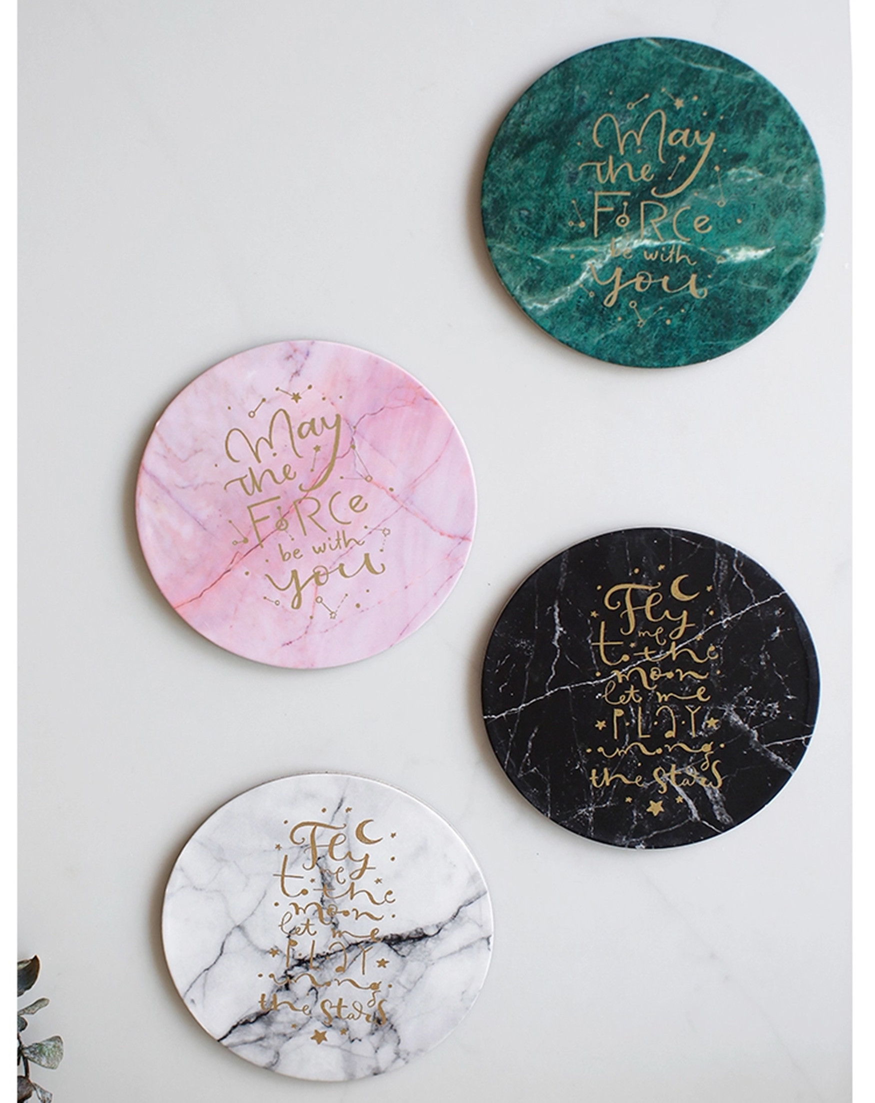 Round Custom Festival Party Decorations Paper Cardboard Marble Coasters For Drink 10cm