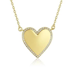 Quality White CZ Heart Necklace 16&quot; Personalised Love Heart Necklace wholesale