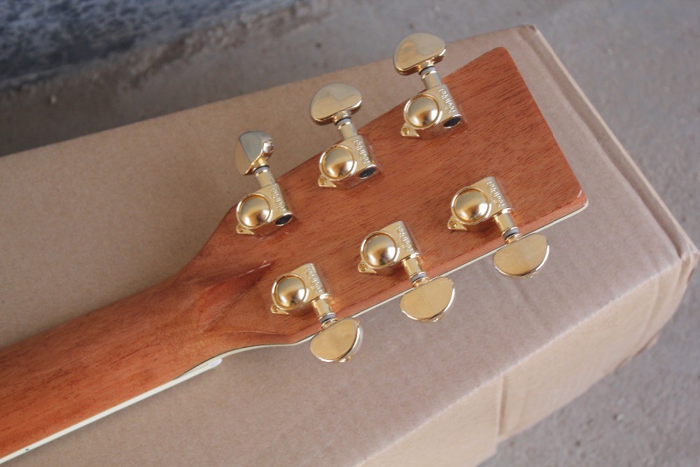 Ebony fretboard acoustic guitar AAA solid top acoustic electric guitar OEM round body custom guitar